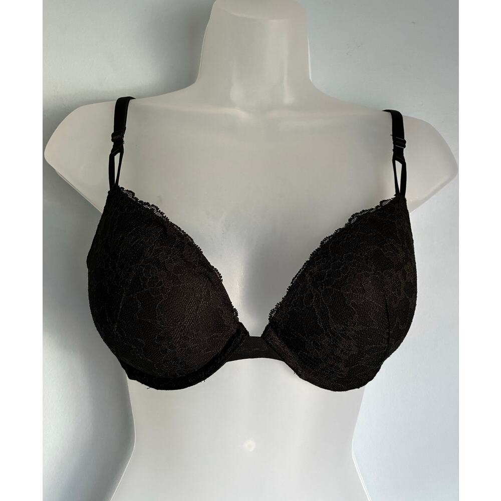 Victoria's Secret Push Up Bra Black Lace 36B NWOT